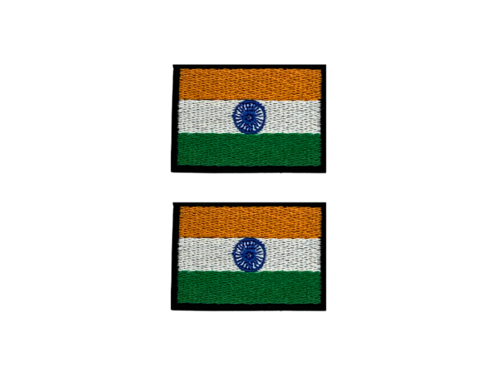 India Indien Flag Med Sort Kant 2 stk.pak 4,5x3cm - Patch Mærke