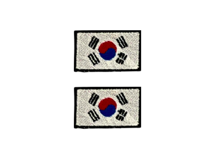 Sourt Syd Korea Flag Med Sort Kant 2 stk. pak 4,5x3cm - Patch Mærke