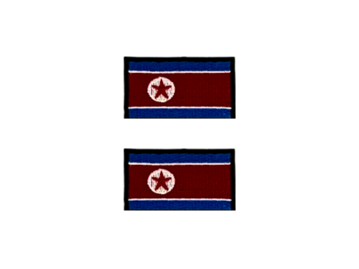 North Nord Korea Flag Med Sort Kant 2 stk. pak 4,5x3cm - Patch Mærke
