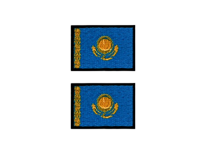 Kazakhstan Flag Med Sort Kant 2 stk. pak 4,5x3cm - Patch Mærke