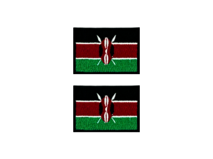Kenya Flag Med Sort Kant 2 stk. pak 4,5x3cm - Patch Mærke