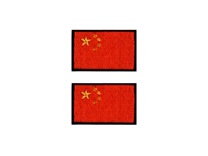 China Kina Flag Med Sort Kant 2 stk. pak 4,5x3cm - Patch Mærke