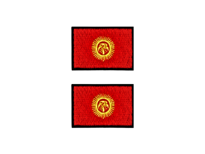 Kirgisistan Flag Med Sort Kant 2 stk. pak 4,5x3cm - Patch Mærke