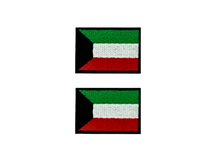 Kuwait Flag Med Sort Kant 2 stk. pak 4,5x3cm - Patch Mærke