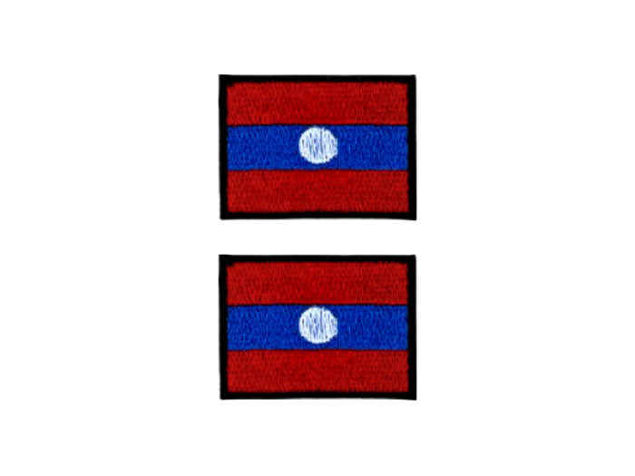 Laos Flag Med Sort Kant 2 stk. pak 4,5x3cm - Patch Mærke
