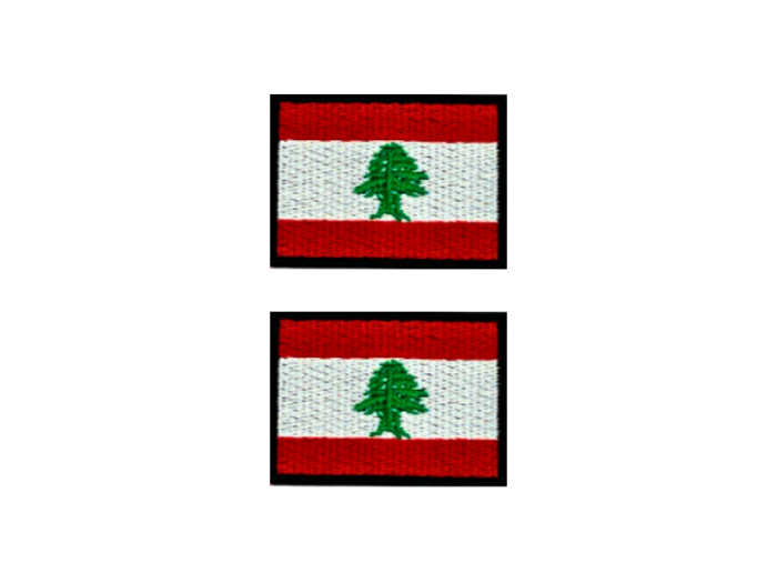 Lebanon Libanon Flag Med Sort Kant 2 stk. pak 4,5x3cm - Patch Mærke