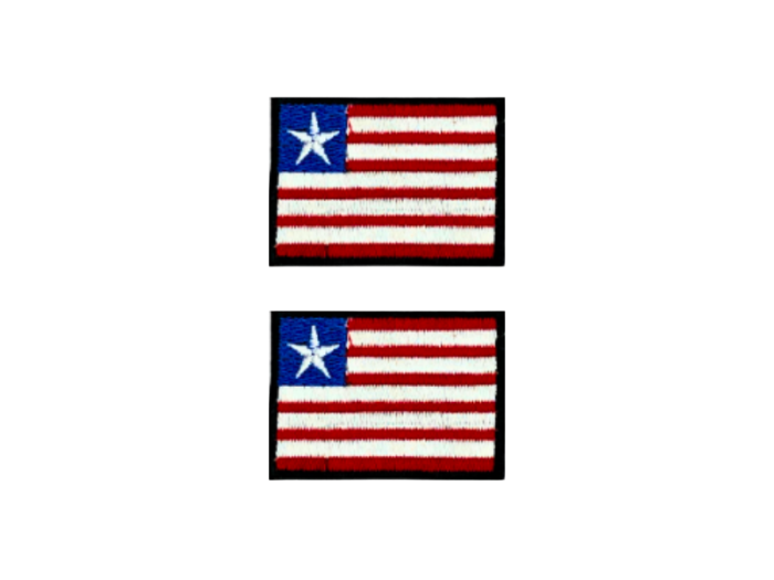 Liberia Flag Med Sort Kant 2 stk. pak 4,5x3cm - Patch Mærke