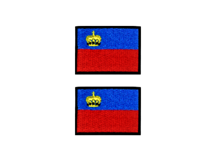 Lichtenstein Flag Med Sort Kant 2 stk. pak 4,5x3cm - Patch Mærke