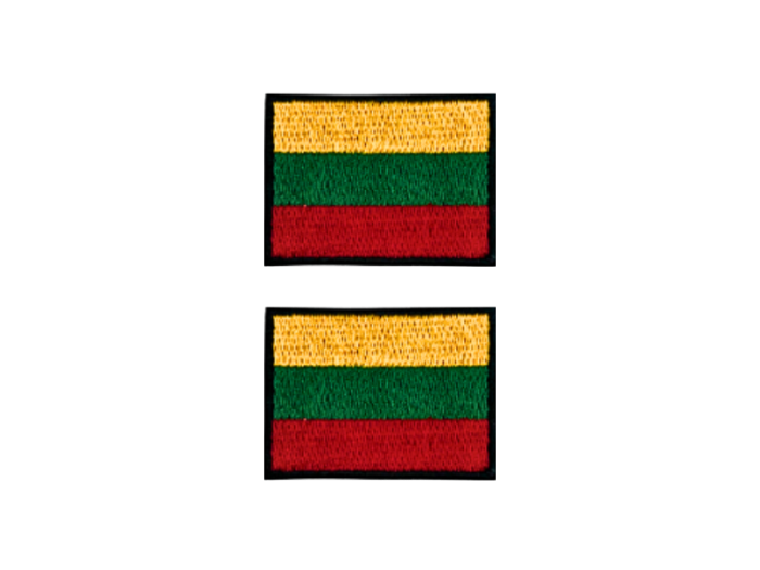 Lithauenia Litauen Flag Med Sort Kant 2 stk. pak 4,5x3cm - Patch Mærke