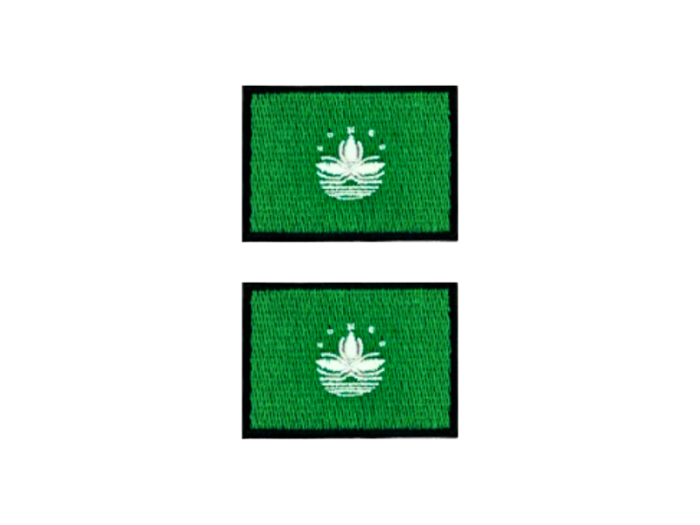 Macau Flag Med Sort Kant 2 stk. pak 4,5x3cm - Patch Mærke