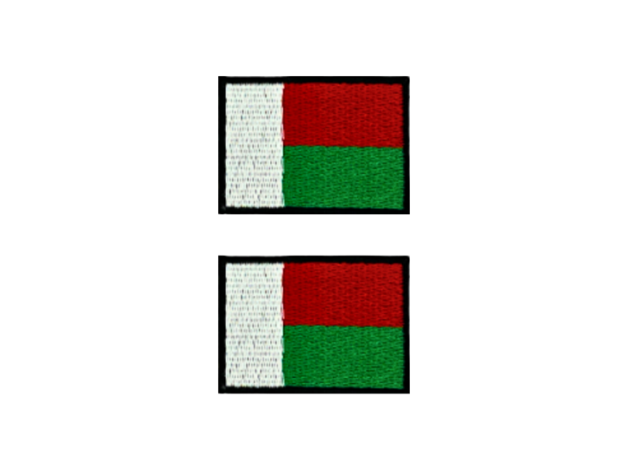 Madagascar Flag Med Sort Kant 2 stk. pak 4,5x3cm - Patch Mærke