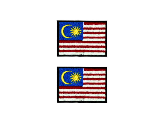 Malaysia Flag Med Sort Kant 2 stk. pak 4,5x3cm - Patch Mærke