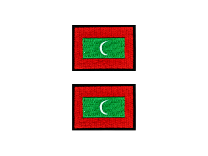 Maldives Maldiverne Flag Med Sort Kant 2 stk. pak 4,5x3cm - Patch Mærke