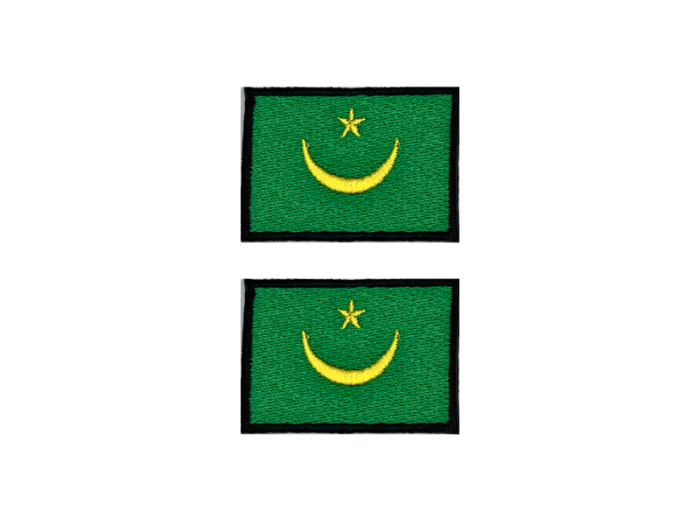 Mauritanien indtil 2017 Flag Med Sort Kant 2 stk.pak 4,5x3cm - Patch Mærke