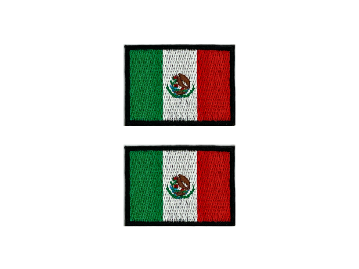 Mexico Flag Med Sort Kant 2 stk.pak 4,5x3cm - Patch Mærke