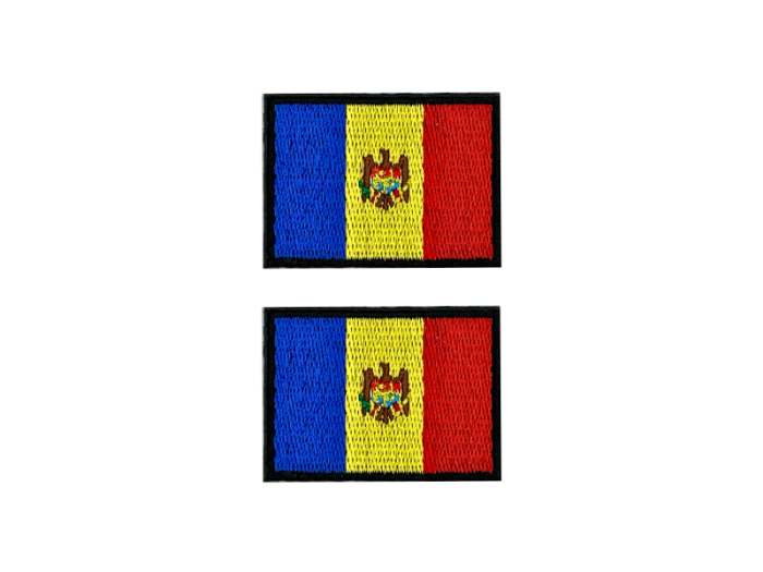 Moldavia Moldavien Flag Med Sort Kant 2 stk.pak 4,5x3cm - Patch Mærke