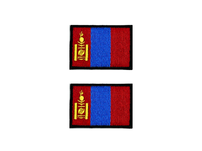 Mongolia Mongoliet Flag Med Sort Kant 2 stk.pak 4,5x3cm - Patch Mærke