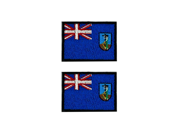 Monserrat Flag Med Sort Kant 2 stk.pak 4,5x3cm - Patch Mærke