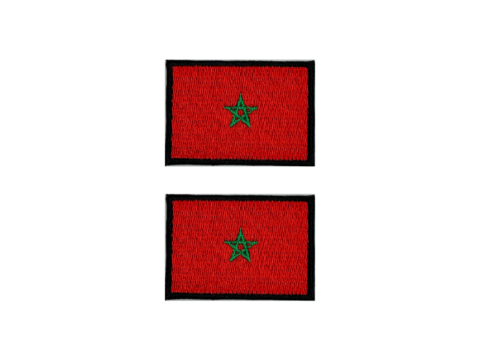 Marokko Morocco Flag Med Sort Kant 2 stk.pak 4,5x3cm - Patch Mærke