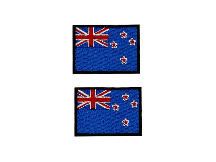 New Zealand Flag Med Sort Kant 2 stk.pak 4,5x3cm - Patch Mærke