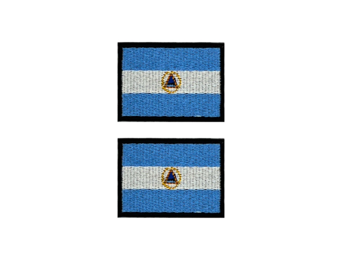 Nicaraqua Flag Med Sort Kant 2 stk.pak 4,5x3cm - Patch Mærke