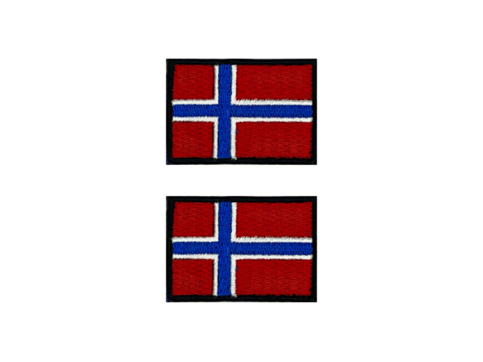 Norge Norway Flag Med Sort Kant 2 stk.pak 4,5x3cm - Patch Mærke