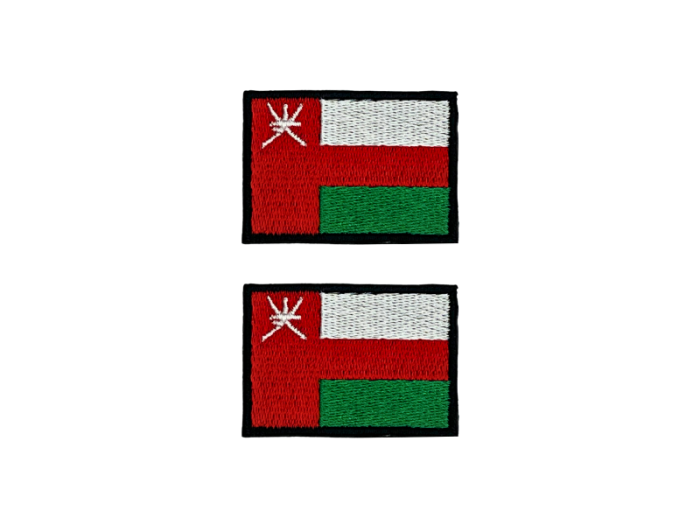 Oman Flag Med Sort Kant 2 stk.pak 4,5x3cm - Patch Mærke