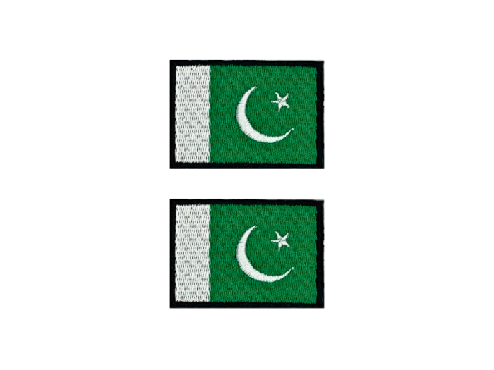 Pakistan Flag Med Sort Kant 2 stk.pak 4,5x3cm - Patch Mærke