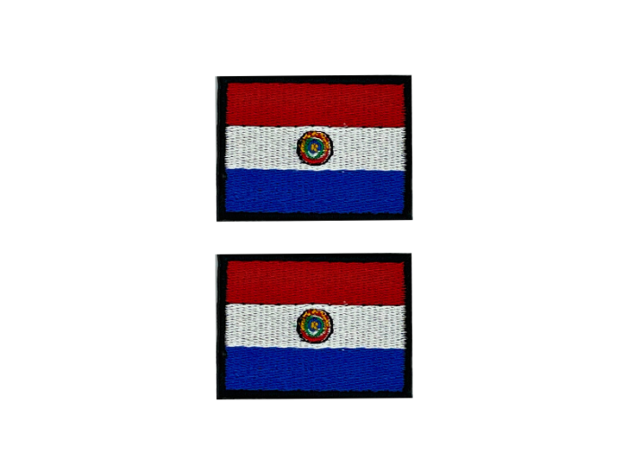 Paraguay Flag Med Sort Kant 2 stk.pak 4,5x3cm - Patch Mærke