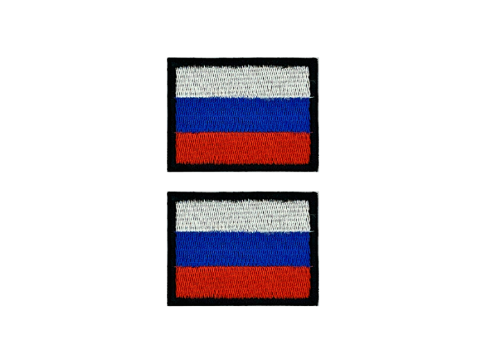 Russia Rusland Flag Med Sort Kant 2 stk.pak 4,5x3cm - Patch Mærke