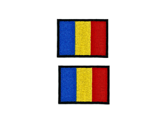 Romania Rumænien Flag Med Sort Kant 2 stk.pak 4,5x3cm - Patch Mærke