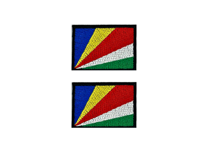 Seycellerne Flag Med Sort Kant 2 stk.pak 4,5x3cm - Patch Mærke
