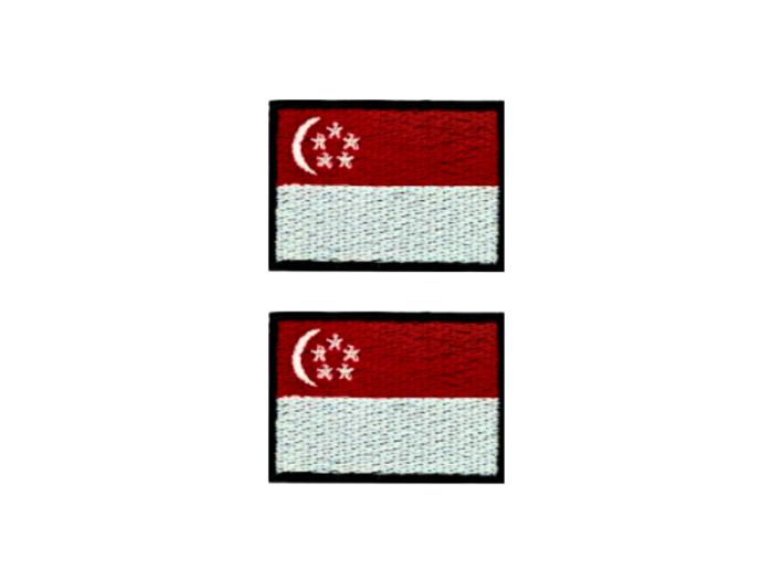Singapore Flag Med Sort Kant 2 stk.pak 4,5x3cm - Patch Mærke