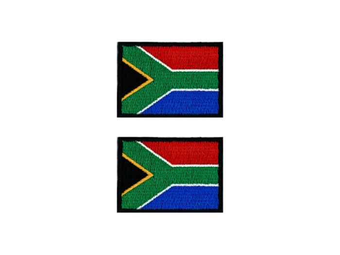 Syd Afrika Flag Med Sort Kant 2 stk.pak 4,5x3cm - Patch Mærke