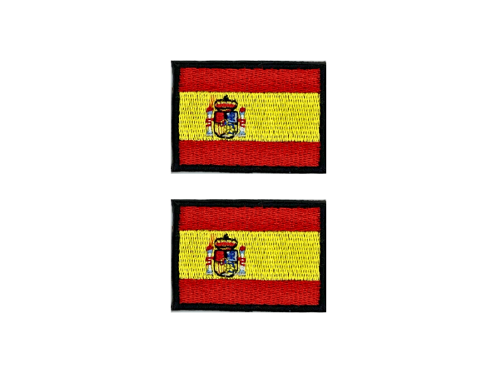 Spanien Flag Med Sort Kant 2 stk.pak 4,5x3cm - Patch Mærke