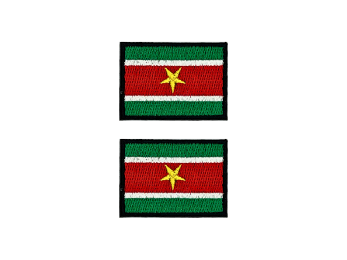 Surinam Flag Med Sort Kant 2 stk.pak 4,5x3cm - Patch Mærke