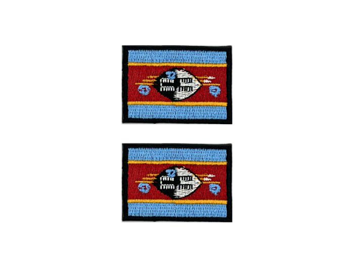 Swaziland Flag Med Sort Kant 2 stk.pak 4,5x3cm - Patch Mærke