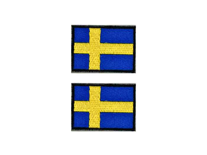 Sweden Sverige Flag Med Sort Kant 2 stk.pak 4,5x3cm - Patch Mærke
