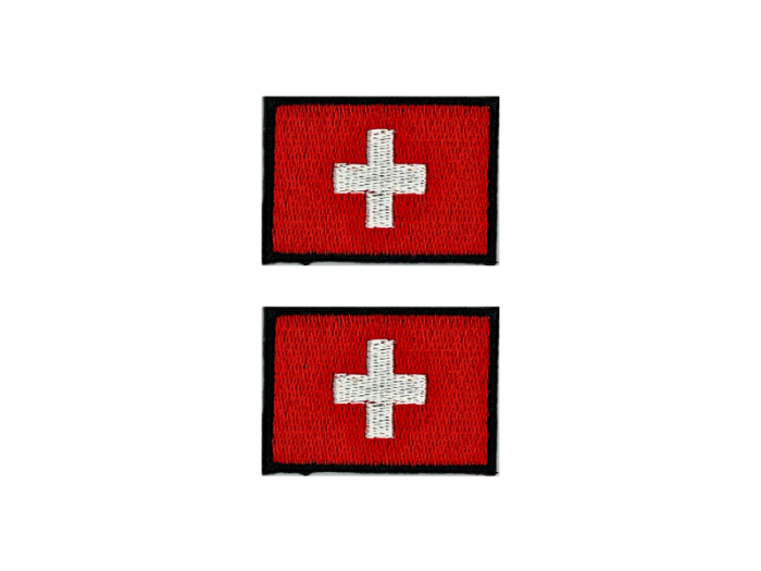 Switzerland Schweiz Flag Med Sort Kant 2 stk.pak 4,5x3cm - Patch Mærke