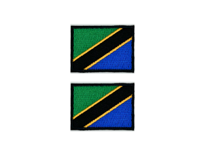 Tanzania Flag Med Sort Kant 2 stk.pak 4,5x3cm - Patch Mærke