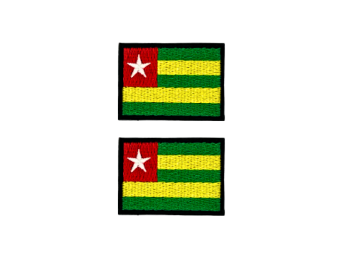 Togo Flag Med Sort Kant 2 pak 4,5x3cm - Patch Mærke