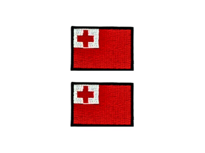 Tonga Flag Med Sort Kant 2 stk. pak 4,5x3cm - Patch Mærke