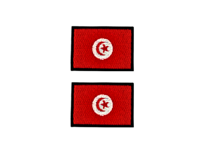 Tunesia Tunesien Flag Med Sort Kant 2 stk. pak 4,5x3cm - Patch Mærke