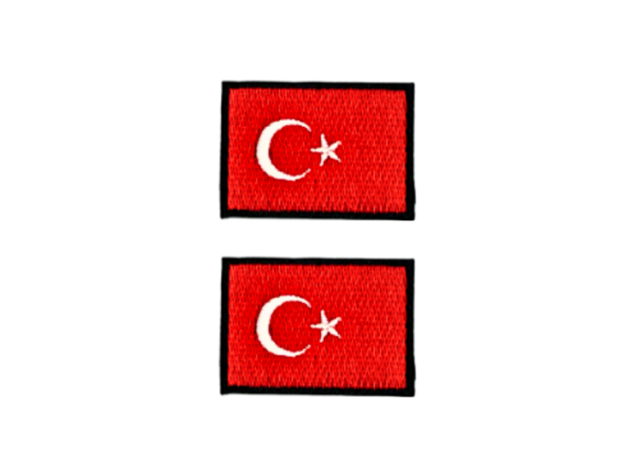 Turkey Tyrkiet Flag Med Sort Kant 2 stk. pak 4,5x3cm - Patch Mærke