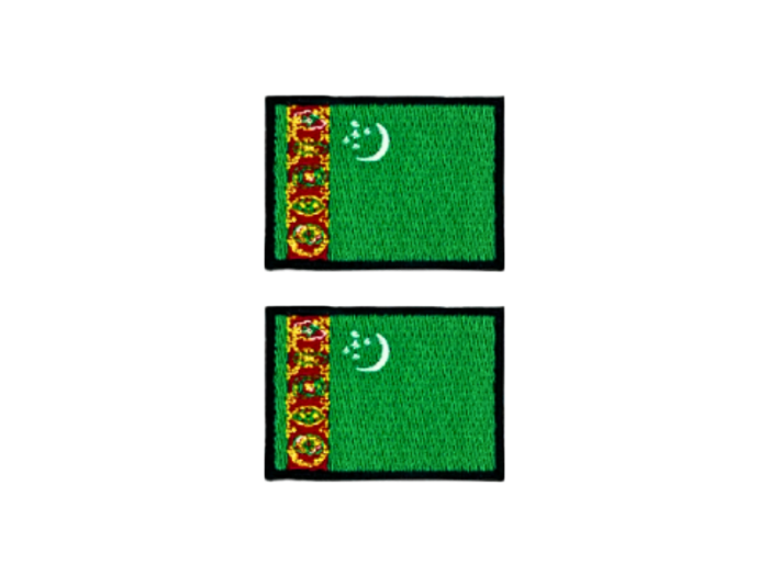 Tukmenistan Flag Med Sort Kant 2 stk. pak 4,5x3cm - Patch Mærke