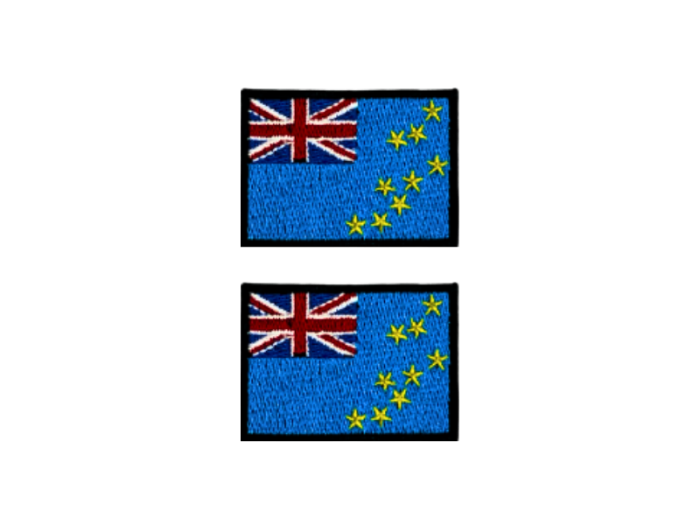 Tuvalu Flag Med Sort Kant 2 stk. pak 4,5x3cm - Patch Mærke