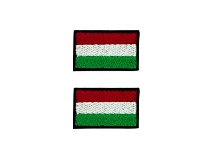 Hungary Ungarn Flag Med Sort Kant 2 stk. pak 4,5x3cm - Patch Mærke