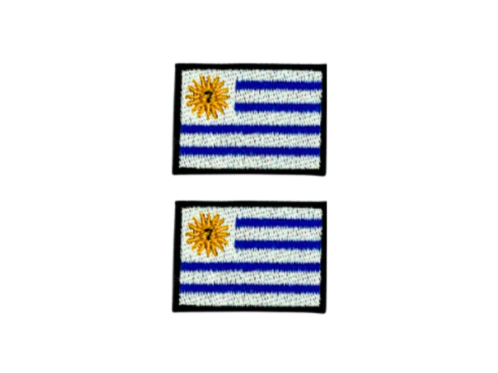 Uruguay Flag Med Sort Kant 2 stk. pak 4,5x3cm - Patch Mærke