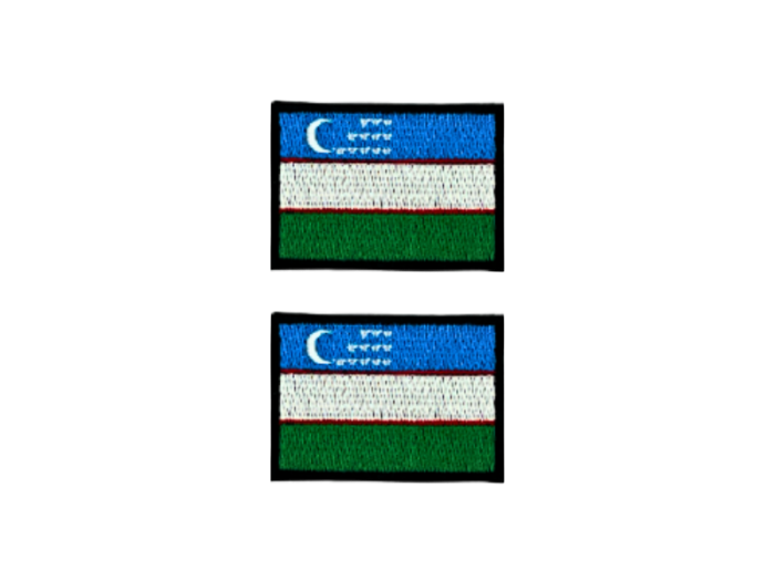 Uzbekistan Flag Med Sort Kant 2 stk. pak 4,5x3cm - Patch Mærke