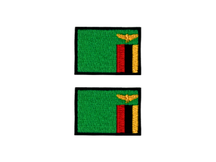 Zambia Flag Med Sort Kant 2 stk. pak 4,5x3cm - Patch Mærke